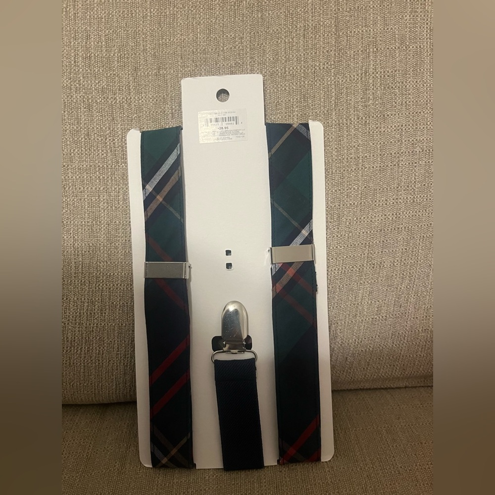 NWT GYMBOREE Plaid Blue and Green Suspenders 6-8 yrs old
